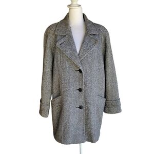 Herman Kay Women's Long Wool Blend Herringbone Coat Size 14